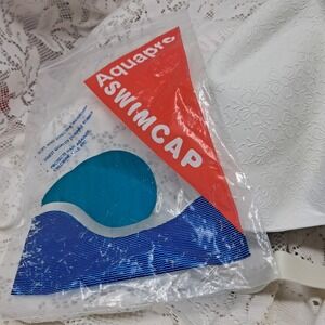 Aquapro Swim Cap White Floral Embossed Vintage Swimming‎ Water Aerobics